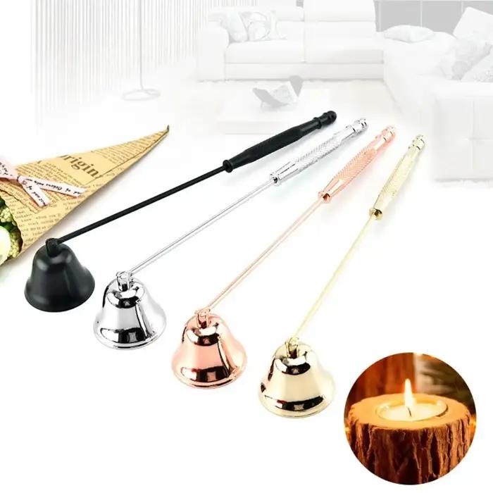 Extincteur à Bougie Antidérapant en Acier Inoxydable Design Cloche Éteignoir à Mèche Long Manche Pour Salon Restaurant Hôtel Café Occasions Spéciales