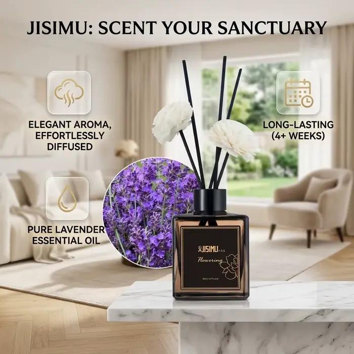 Huile de diffuseur d'arômes premium 50 ml pour la maison et la voiture, désodorisant d'ambiance, parfum longue durée, ensemble diffuseur à bâtonnets 2026