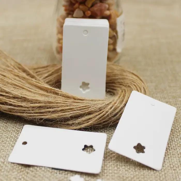 100 pièces + 100 corde de chanvre 5*3 cm nouveau style rectangulaire noir/Kraft papier carte vierge dessin à la main étiquette cadeau étiquettes coeur creux