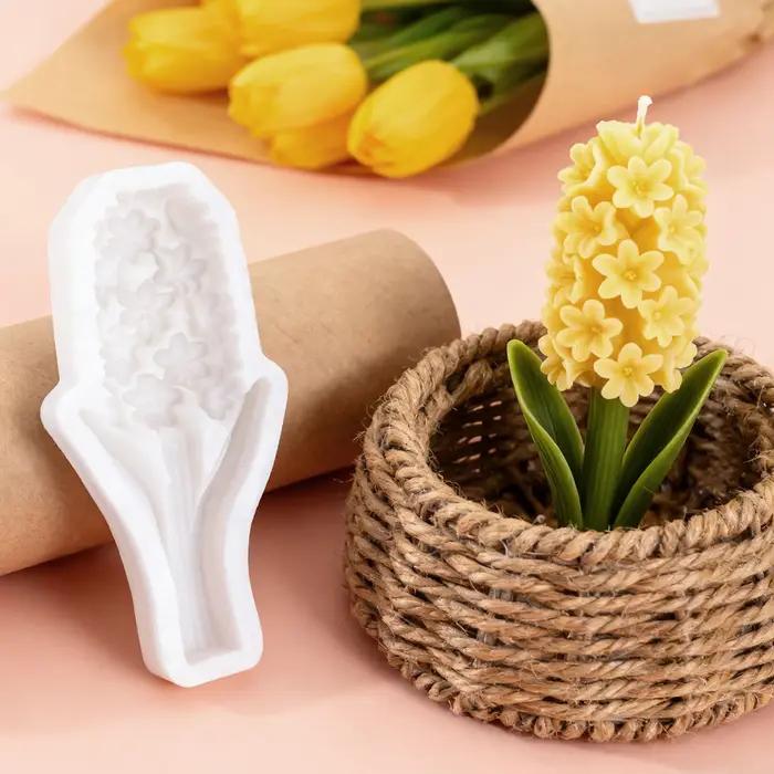 Moules à bougies floraux en silicone gris clair pour création de bougies et savons parfumés maison arts et crafts occasionnels et décoratives