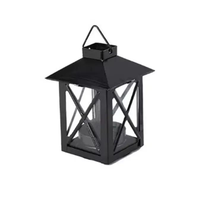 Élégant Porte-Bougie Noir Européen, Lanterne à Vent en Fer Faite à la Main, Stable pour Extérieur, I