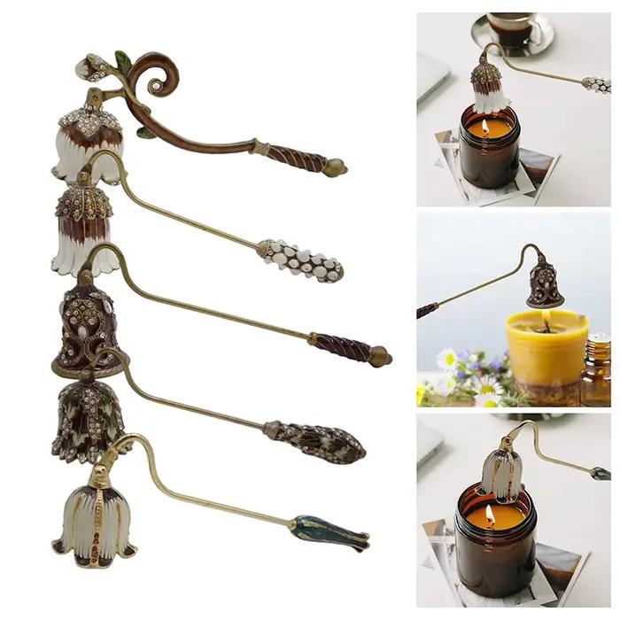 Éteignoir de bougie en métal avec long manche pour amateurs de bougies, décoration intérieure élégante, idéal pour fêtes et cadeaux