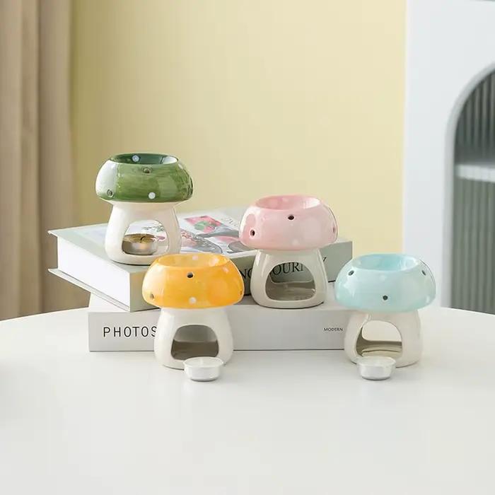 Porte-bougie champignon mignon, créatif, style dessin animé, brûleur d'huiles essentielles et d'encens, artisanat romantique pour café
