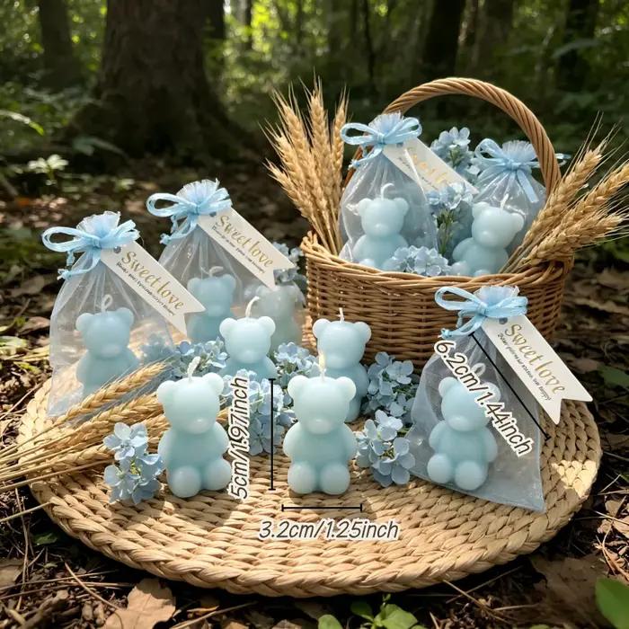 10 Kits de Bougies Souvenirs Ours Bleus Mignons