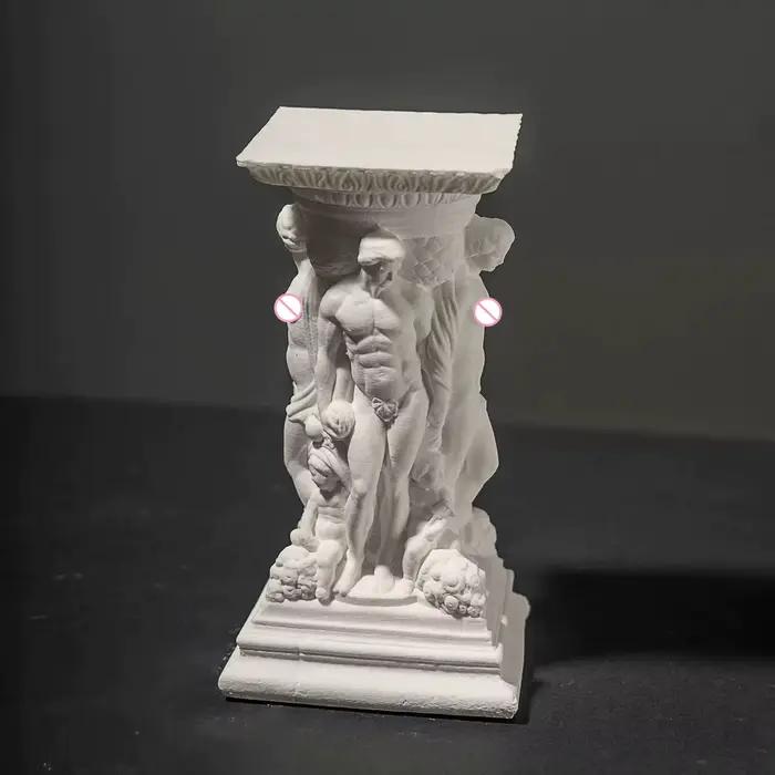 Diffuseur d'arôme de colonne romaine baroque en gypse-ornement de sculpture figurale fabriqué à la main pour la