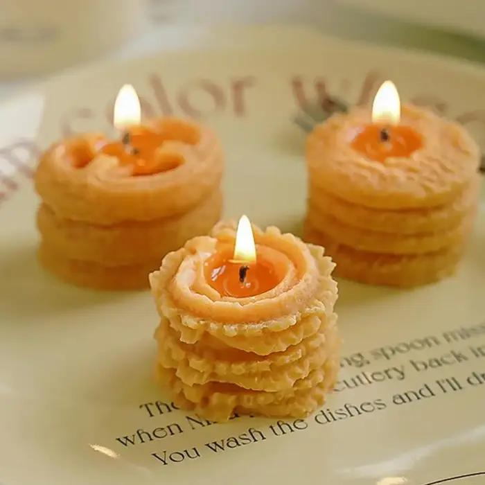 Bougies à biscuits parfumées en forme de biscuit, cire de soja naturelle, ambiance chaleureuse et confortable pour la maison et les occasions spéciales