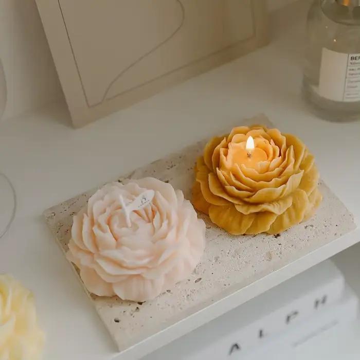 Bougie parfumée en forme de fleur de pivoine aromathérapie faite à la main pour décoration de la maison et relaxation chambre à coucher spa occasions spéciales