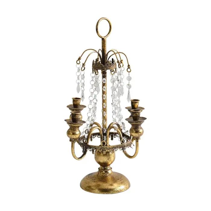 Bougeoir rétro léger de luxe en cuir, ornement romantique pour vieux ménage français, décoration d'ambiance de mariage pour anniversaire et mariage, élégant et accueillant