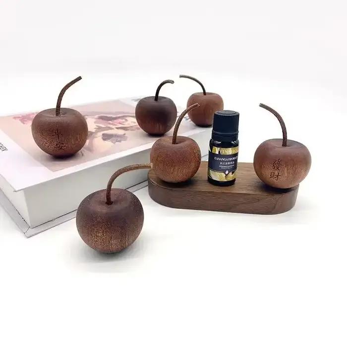 ♫ Diffuseur d'huiles essentielles en bois en forme de pomme, bâton d'aromathérapie décoratif en bois de Sapele, diffuseur de parfum adapté à la maison B