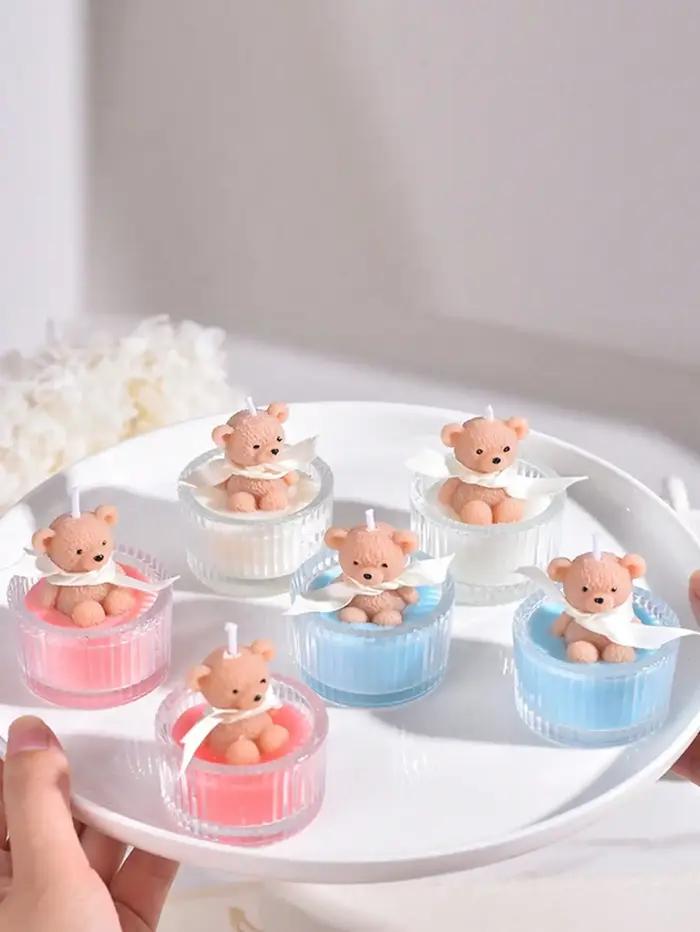 Cadeau pour la Saint-Valentin - Bougie parfumée en forme d'ours en verre
