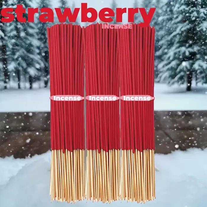 Bâton d'encens rouge crémeux à la fraise de haute qualité - Parfum de fraise longue durée avec notes woody, méditation des fruits, yoga, bureau à domicile, cadeau de vacances, élimine la fatigue, parf