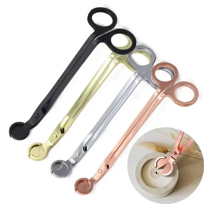 Coupe-mèche de bougie en acier inoxydable, outil de manutention de bougie, coupe-mèche à tête ronde, ciseaux en acier inoxydable pour extinctions de bougies, coupe-mèches de bougies en métal, pour décorations intérieures et ambiances chaleureuses
