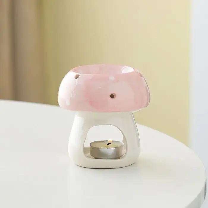 Bougeoir en céramique en forme de champignon multicolore pour diffusion d'huiles essentielles et décoration intérieure relaxante et élégante