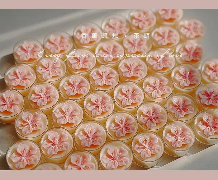 Bougie artisanale parfumée à la fleur de pêcher en cire de soja fait à la main pour mariage anniversaire fête décoration maison bloc rouge