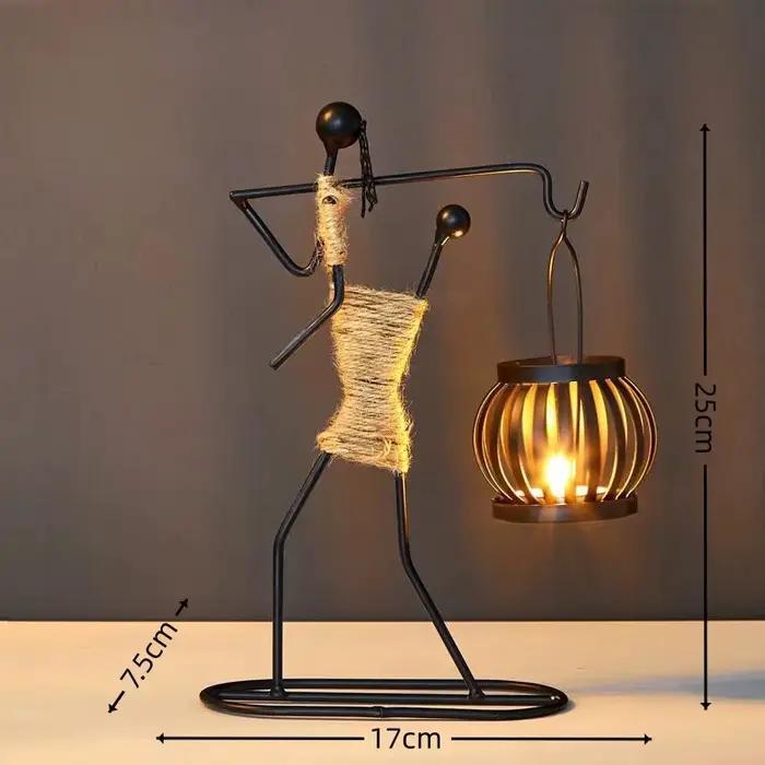 UNTIOR bougeoir en métal personnage abstrait fait à la main Vintage