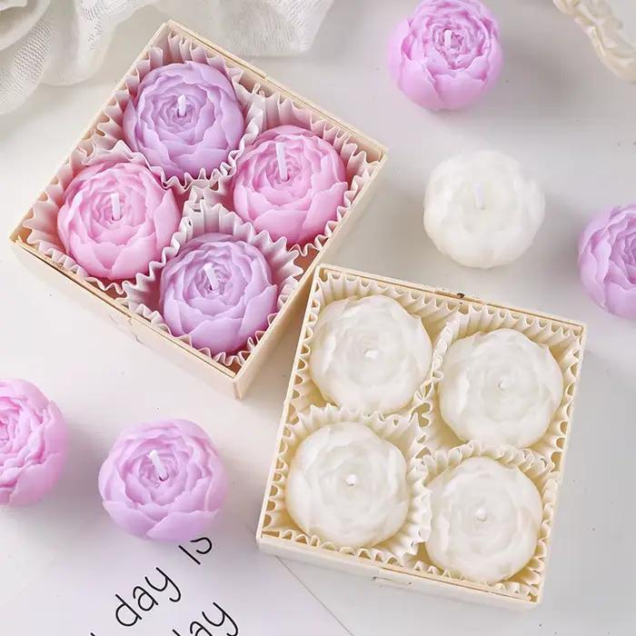Bougie parfumée romantique à la rose pour la Saint-Valentin, coffret cadeau, ensemble de bougies aromatiques sans flamme pour la décoration de la maison occassions spéciales