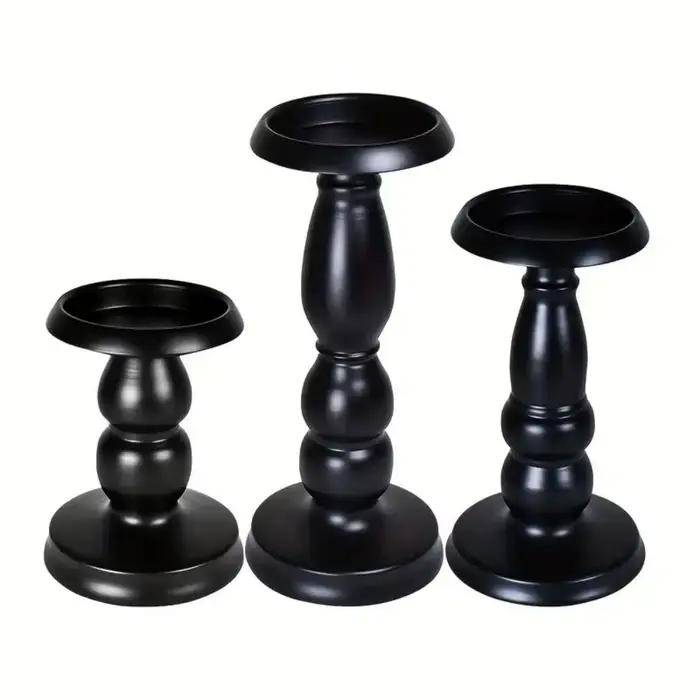 Supports de bougies en métal noir, bougeoirs en fer forgé, chandelier vintage, candélabre rétro pour mariage, fête, anniversaire