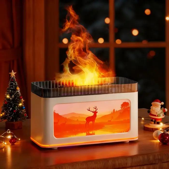 Mini diffuseur d'arôme de cheminée USB alimenté humidificateur d'air avec effets de lumière colorés pour ambiance apaisante et bien-être cutané et respiratoire