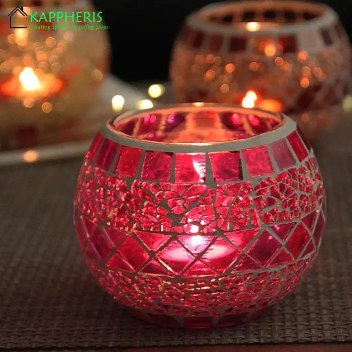 Bocaux Africains Arc-en-Ciel en Mosaïque de Verre Support de Thé Décoration Maison Occasions Spéciales Exotisme Charme Artisanal