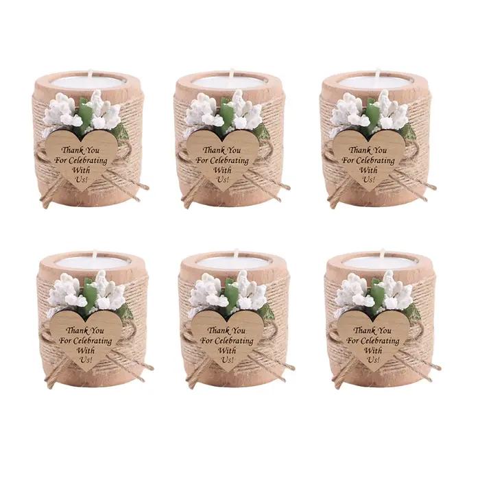 Bougeoirs photophore en bois pour mariage, cadeau d'invité, cadeaux de remerciement pour fête préChr