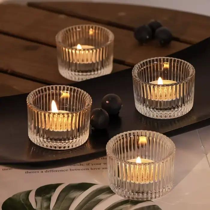 Bougeoirs en verre Transparent à paroi épaisse