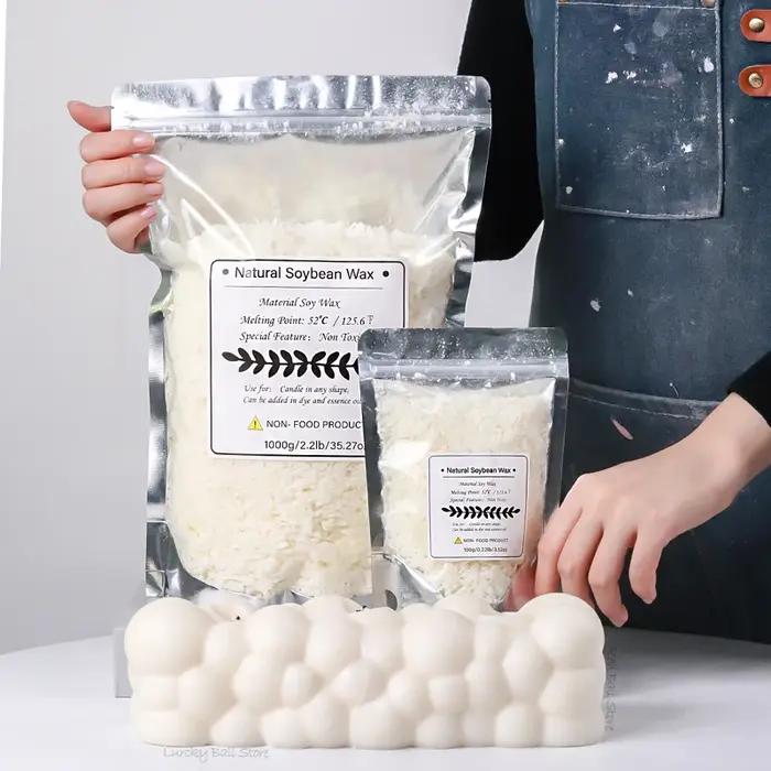 Cire de soja naturelle pour la fabrication de bougies DIY 100 250 500 1000g sans additif pour fabrication de bougies parfumées et sans fumée matériaux pour bougies occasions spéciales et cadeaux personnalisés