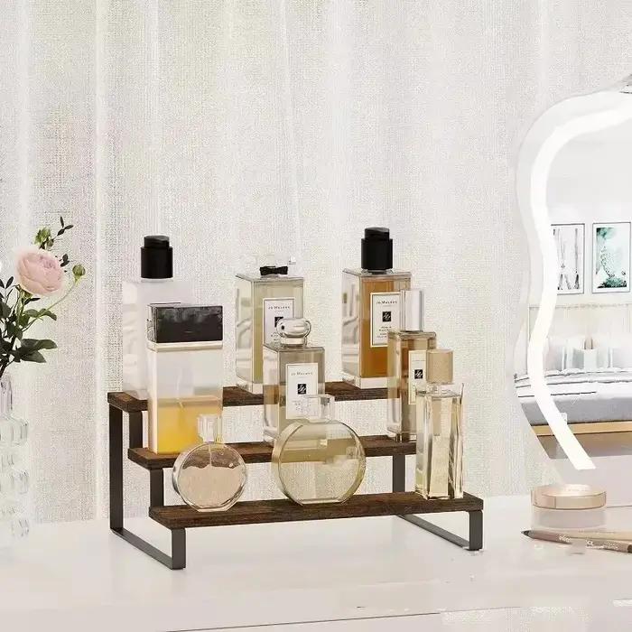 Présentoir en bois à 3 niveaux, support à cupcakes, parfum, maquillage, Mini support de figurine, co