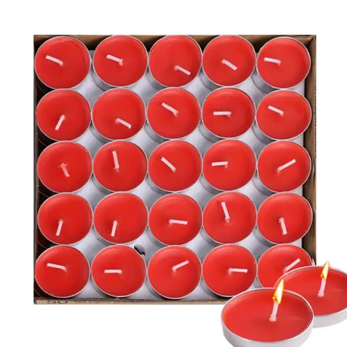 50 pièces sans parfum cire de thé 2 heures longue combustion mini bougies de souhait sans fumée boug