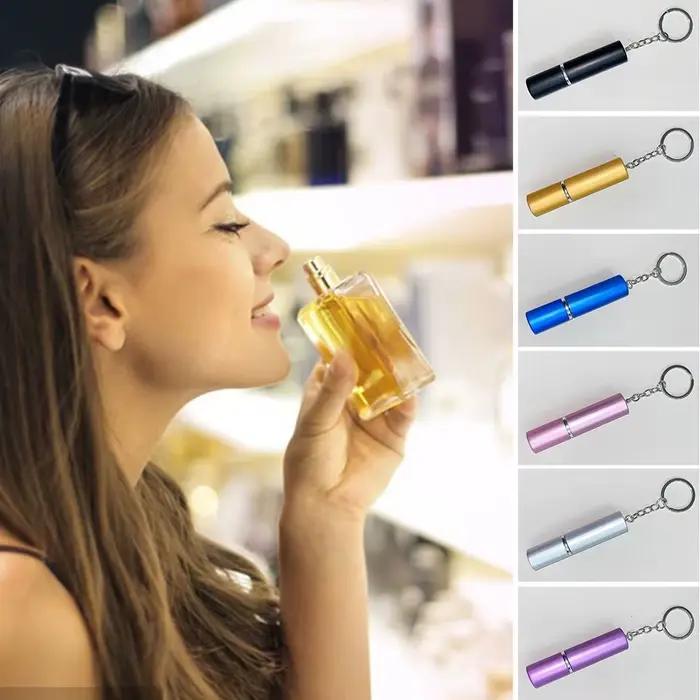 JOSpray-Porte-clés de bouteille d'échantillon de parfum, clé en métal, porte-clés intérieur de voiture, mini distributeur de parfum portable, cadeau, 5ml