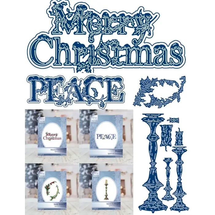 Bougies de fleurs de houx de la paix pour un Noël joyeux matrices de découpe en acier au carbone pour scrapbooking bricolage carte de voeux occaions spéciales