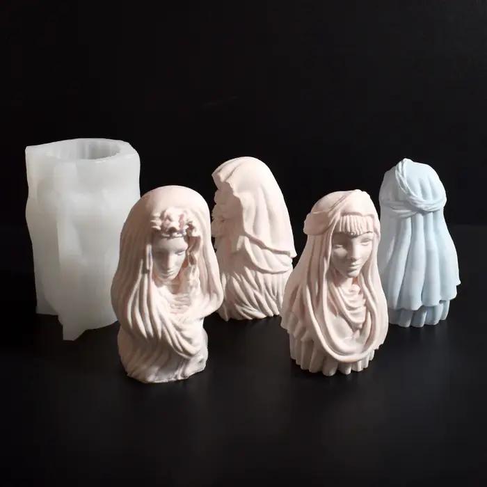 Moule nouveau décor à la maison déesse Portrait bougies moules bricolage vierge marie plâtre Figurine femme Statue