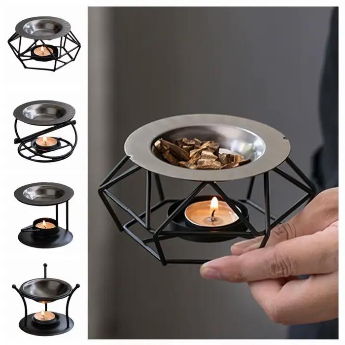 Diffuseur d'huiles essentielles créatif, brûleur d'aromathérapie portable en forme de polygone, support de chauffage de bougie rétro décoratif, utilisation en chambre