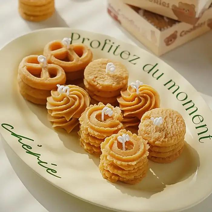 Bougies à biscuits parfumées en forme de biscuit, cire de soja naturelle, ambiance chaleureuse et confortable pour la maison et les occasions spéciales