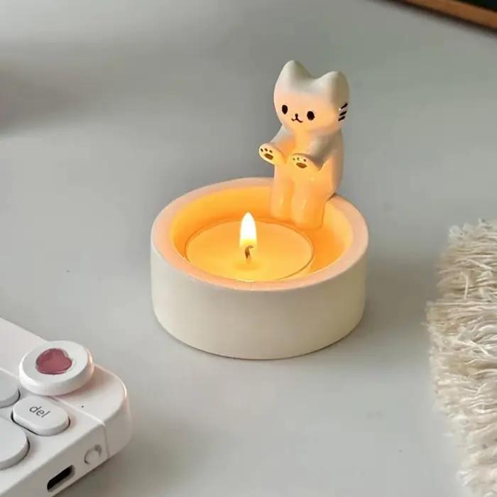 Chandelier Chaton Dessin Animé Bougeoir Durables Polyvalents Pour Maison Salon Bureau Cheminée