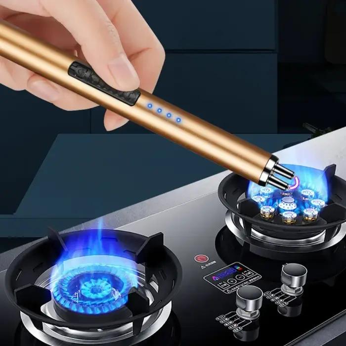 Briquet à bougie électrique coupe-vent sans flamme rechargeable par USB pour cuisine et barbecues sécurité bouton couleur choix occasions spéciales