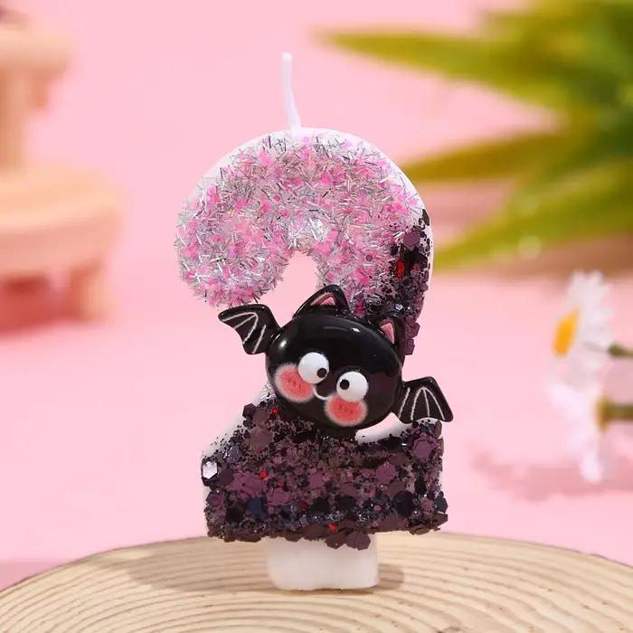 Bougie petite chauve-souris mignonne d'halloween, bougie numérique de décoration de gâteau d'atmosph