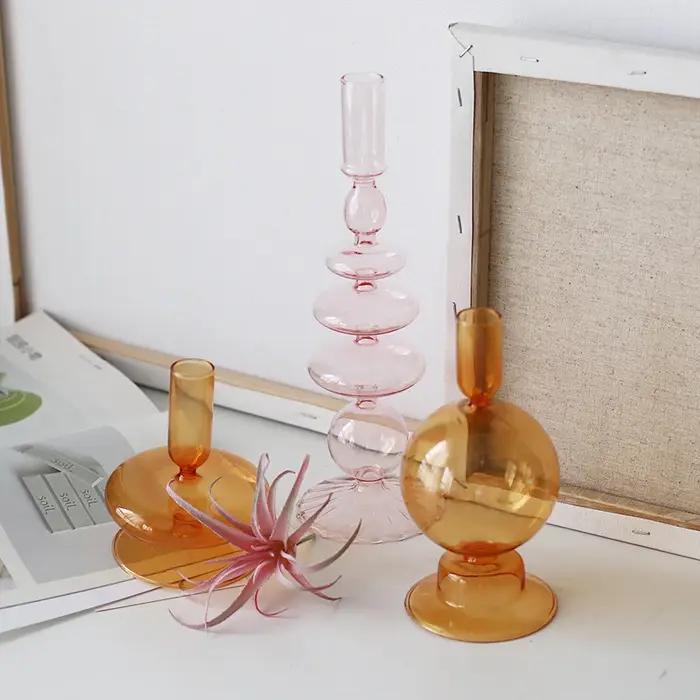 Bougeoirs en Verre de Style Nordique, Vase de Décoration pour Centre de Table