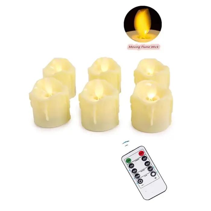 Lampe à bougie LED à piles avec mèche mobile scintillante pour fêtes et occasions spéciales blanc et rouge