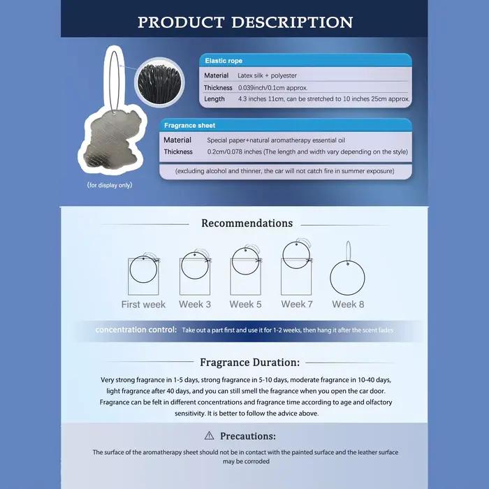 Parfum de voiture neutre cinq étoiles au parfum frais de lapin/freesia et désodorisant non toxique | Huiles essentielles naturelles et comprimés parfumés d'aromathérapie (Noroili/Pamplemousse/Cèdr