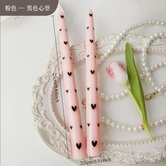 Bougies de mariage longues de 7.5 pouces, pôle français imprimé à la main, bougies de dîner coniques