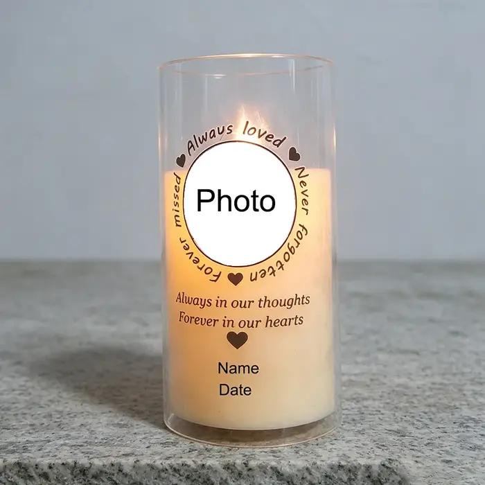 Bougie LED commémorative personnalisée avec photo sur mesure