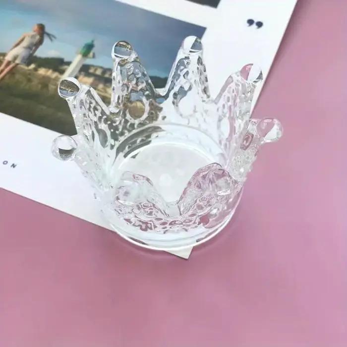 Bougeoir en verre de couronne de cristal européen, bougie chauffe-plat, bague parfumée ci-après, déc