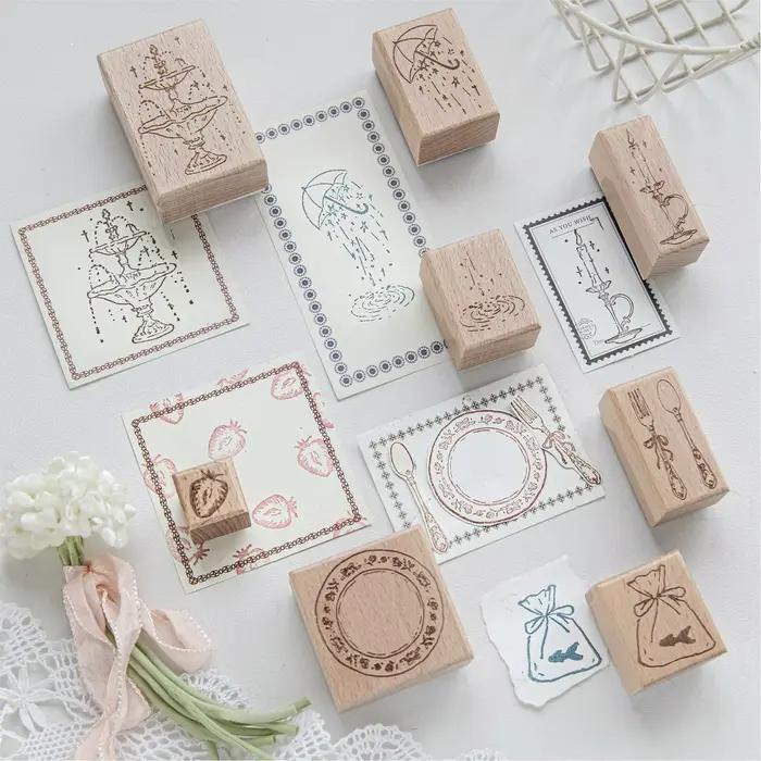 Tampon en bois pour bougies fontaines et articles de table, fournitures de bricolage, matériel de scrapbooking, papeterie, sceau pour loisirs créatifs
