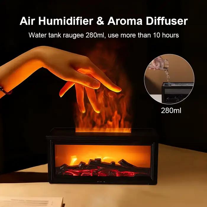 Humidificateur d'air aromatique, diffuseur d'huile essentielle de cheminée à flamme, machine à brume fraîche USB de bureau, diffuseur d'arôme ultrasonique avec télécommande
