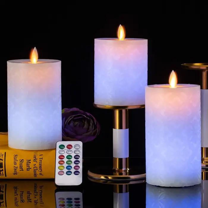 3/1 pièces bougies Led en cire véritable avec télécommande Led