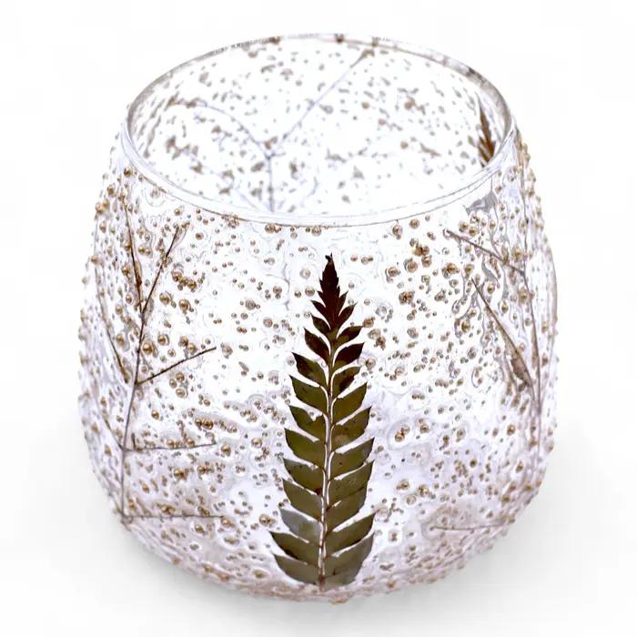 Natural Floral Glass - Straight Candle Holder - Pino - (10x9cm)