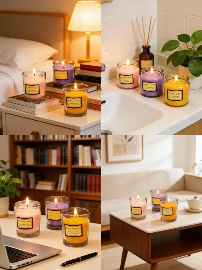 Bougie romantique en cire de soja sans fumée boîte-cadeau d'aromathérapie en verre pour mariage et occasions spéciales blanc bleu rose rouge violet vert
