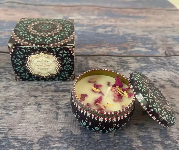 Bougie parfumée à la cire de soja et aux fleurs séchées pour mariage et anniversaire, avec bougies votives en pot fleuri, cadeau personnalisé pour maison et bien-être