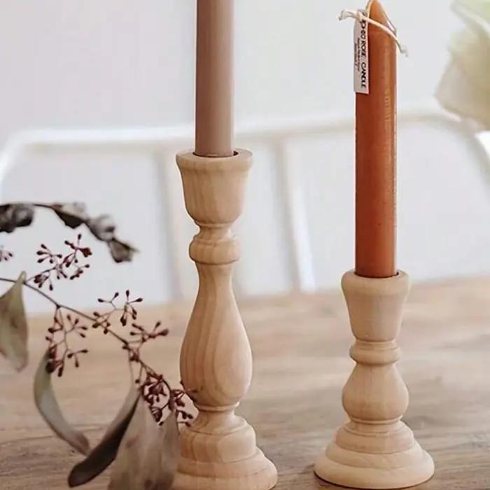Bougeoirs en bois inachevé bougeoir pilier conique