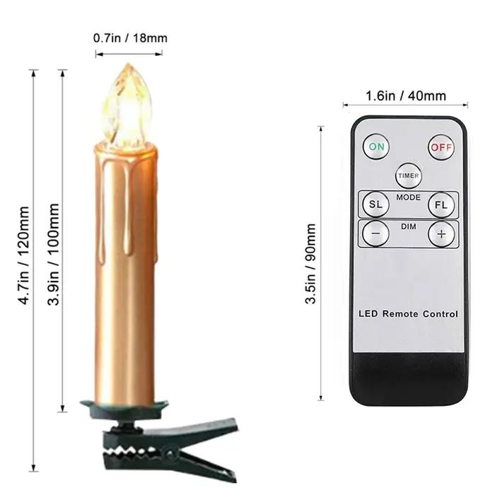 Bougie LED flamme vacillante réaliste avec minuterie à distance dorée pour coffret cadeau de noël décor à la maison